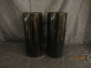 lot 111 image: DUO GLASS CYLINDER VASES BLACK 16 12 H&nbsp