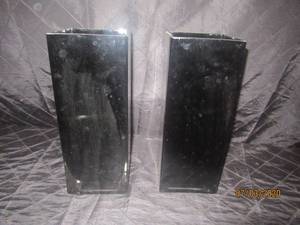 lot 118 image: DUO BLACK RECTANGLE HAND BLOWN GLASS&nbsp 11 HEIGHT VASE&nbsp