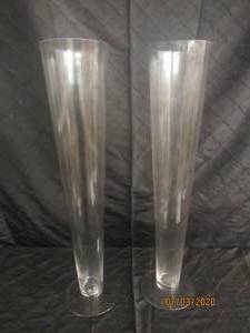 lot 120 image: DUO PILSNER TRUMPET GLASS VASE 24 HEIGHT