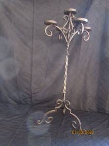 lot 154 image: WROUGHT METAL 35 HEIGHT 5 ARM CANDLE HOLDER&nbsp