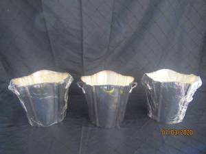 lot 168 image: TOTAL OF 3 SILVER HANDLE FLOWER BUCKETS&nbsp 8 HEIGHT MADE IN INDIA&nbsp