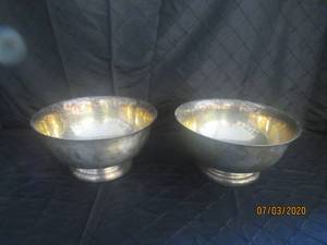 lot 180 image: DUO SILVER PLATED PEDESTAL FLOWER BOWL&nbsp&nbsp12 DIAM&nbsp