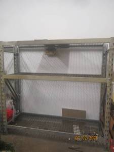 lot 9 image: THREE SHELF GALVANIZED STEEL MESH WIRE DECKING STORAGE RACK&nbsp 6 X 2 X 6