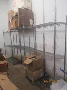 lot 201 image: THREE SECTION INDUSTRIAL CHROME WIRE SHELVING&nbsp