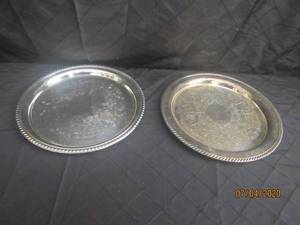 lot 218 image: DUO 12 DIAM&nbsp WM&nbsp ROGERS SILVER PLATED PLATTER TRAYS&nbsp