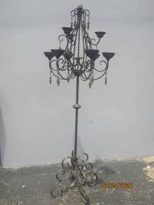 lot 228 image: MEDIEVAL FLOOR STANDING WROUGHT METAL 9 ARM 2-TIER CANDELABRA&nbsp CANDLE HOLDER &nbsp 65 HEIGHT
