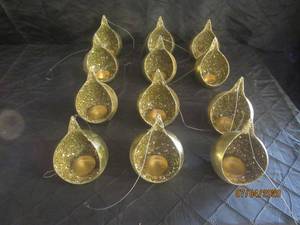lot 270 image: TOTAL OF 12&nbsp SARO LIFESTYLE SEED BEAD DESIGN GOLD VOTIVE&nbsp HOLDER 6H &nbsp