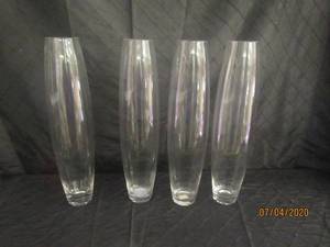 lot 301 image: TOTAL OF 4 TALL 19.75 H TAPERED CYLINDER CLEAR&nbsp GLASS VASE&nbsp