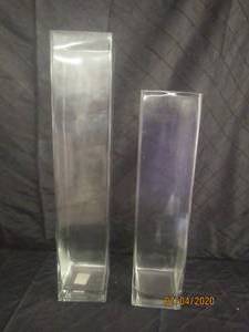 lot 303 image: DUO UNLIMITED CONTAINER&nbsp SQUARE GLASS BLOCK VASES&nbsp&nbsp20 HEIGHT&nbsp&nbsp24 HEIGHT&nbsp