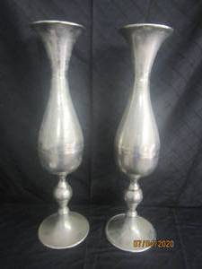 lot 305 image: DUO&nbsp 27.5 HEIGHT&nbsp CAMILLE ROUND VASE DIAMOND STAR RAW NICKEL STYLE 64531 &nbsp6.5&nbsp DIAMETER&nbsp&nbsp