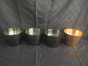 lot 316 image: EIGHT MOOD TIBOR 7.8 HEIGHT ANTIQUE STAINLESS STEEL POTS&nbsp&nbspBLACK &amp COPPER