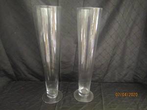lot 325 image: DUO CLEAR PILSNER VASE&nbsp25 HEIGHT&nbsp&nbsp5.25 DIAM&nbsp