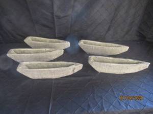 lot 329 image: TOTAL OF 5 REGENCY STONE DRIFTWOOD BOAT BLANTERS&nbsp&nbsp13.4 LENGTH X 3.15 HEIGHT&nbsp