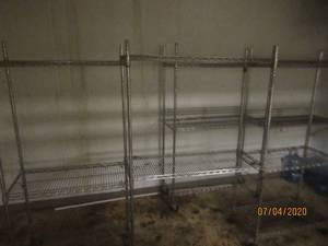 lot 330 image: THREE SECTION INDUSTRIAL CHROME WIRE SHELVING&nbsp