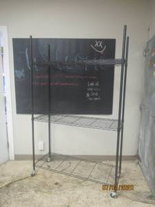 lot 333 image: 3 SHELF MOBILE BLACK WIRE SHELVING&nbsp