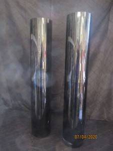 lot 335 image: DUO BLACK CYLINDER 31.75  HEIGHT&nbsp 6 DIAM&nbsp GLASS VASES&nbsp