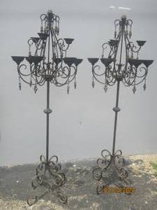 lot 227 image: MEDIEVAL FLOOR STANDING WROUGHT METAL 9 ARM 2-TIER CANDELABRA&nbsp CANDLE HOLDER&nbsp 65 HEIGHT