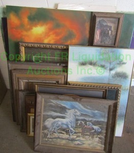 lot 40 image: Assorted prints, paintings some framed