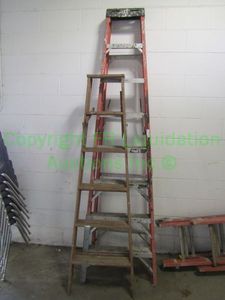 lot 41 image: 8ft and 6ft folding ladders