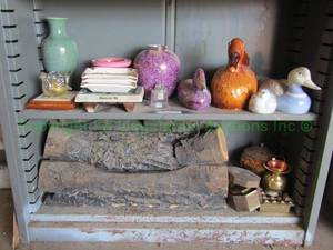 lot 48 image: Faux fireplace insert, assorted ceramic ducks and more