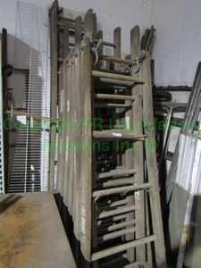 lot 105 image: Wood extension trestle ladders approx. 7 ladders