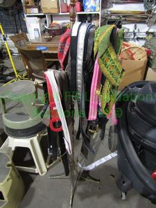 lot 143 image: Assorted belts and belt tree