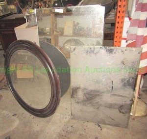 lot 78 image: Two way security mirror and framed round mirror plus