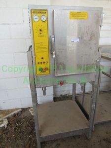 lot 402 image: Accutemp stainless steel commercial steam N hold convection steamer model 208D6-100 on stand