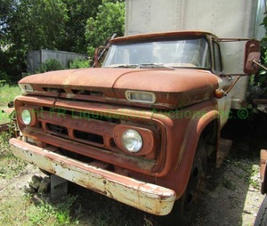 lot 441 image: 1960s Chevrolet 60 box truck 6 cylinder engine. Contents of box not included