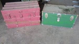 lot 228 image: Antique steamer trunk shabby pink and modern trunk