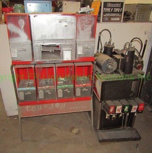 lot 294 image: Gumball machine multi unit and Coca Cola soda dispenser (both in rough condition)