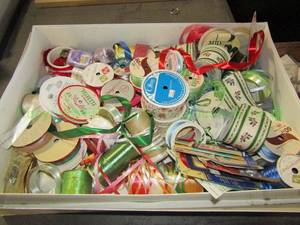 lot 247 image: Assorted craft ribbon rolls and sewing notions
