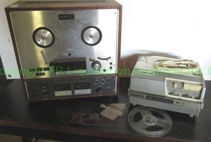lot 201 image: Vintage 1970 Teac Corp. reel to reel player model A-4010S and 1957 Wollensak model T-1500 magnetic tape recorder