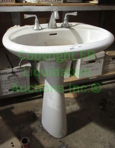 lot 329 image: PEDESTAL SINK WITH FAUCET (32 x 26)