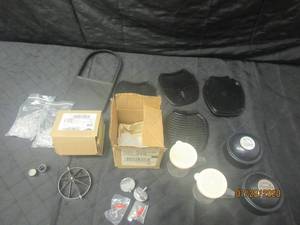 lot 415 image: MISC LOT&nbsp&nbsp- ROCK WOOD DOME DOOR STOP- CLEAR SCREWS&nbsp- WEDGE MASTER 8 SECTION BLADE&nbsp&nbsp- SALT &amp PEPPER SHAKERS&nbsp- CURTIS BEVERAGE DISPENSER DRIP TRAYS AND MORE SEE PICS&nbsp