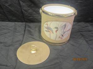 lot 405 image: VINTAGE MALLARD DUCK ICE BUCKET NORMAN WAMER ARTIST FAUX SUEDE&nbsp
