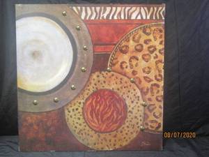 lot 2 image: LARGE CANVAS WALL ART&nbsp SIGNED&nbsp33 34 L X 33 34 H&nbsp