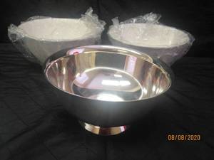 lot 20 image: TOTAL OF 3 NEW 10 GODLINGER SILVER ART&nbsp CO. PEDESTAL&nbsp REVERE BOWL&nbsp