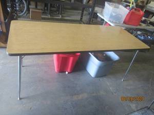 lot 110 image: 6 FT WOOD TABLE&nbsp&nbsp6FTL X 30 W X 30 H&nbsp
