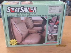 lot 128 image: COVERCRAFT SEAT SAVER SS8424PCGY&nbspGREY 2013 F150 SUPERCREW-2ND ROW 6040 W3 ADJ. HEADREST .CENTER ARMREST WCUP HOLDER &amp CENTER SHOULDER BELT&nbsp