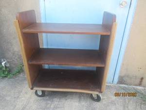 lot 151 image: 3-TIER WOOD ROLLING SHELF ON WHEELS&nbsp&nbsp30 12 L X 14 X 37 H&nbsp