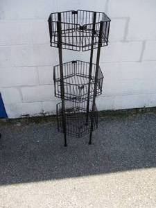 lot 17 image: 3-Shelf-Portable, Adjustable, Display Stand. With Extra Basket