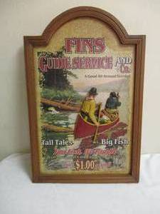 lot 146 image: FINS Guide Service And Co. 3-D Fishing Wall Art Sign. Tall Tales  Big Fish
