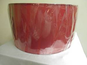 lot 38 image: NEW-Friends-113, Red Ceiling Pendant Light Fixture With White Acrylic Diffuser