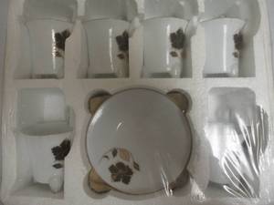 lot 36 image: 4-NEW-Sets Of Ceramic, 6-Cup And Saucers Chocolate Sets.-Black