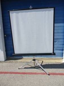 lot 150 image: Da-Lite Portable Tripod Stand, Projection Screen.  Screen.  About 48 x 50-H