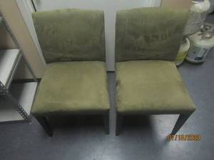lot 190 image: DUO GREEN&nbsp UPHOLSTERED DINING CHAIRS&nbsp
