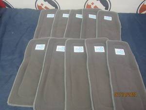 lot 182 image: TOTAL OF 10 BABY BEAUTIFUL GREY REUSABLE CLOTH DIAPER 3-LAYER MICROFIBER INSERTS