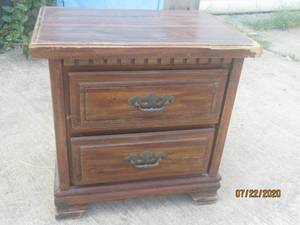 lot 229 image: ANTIQUE WOOD 2 DRAWER NIGHT STAND MATCH # 227,228&nbsp&nbsp23 12 X 16 X 23 H&nbsp