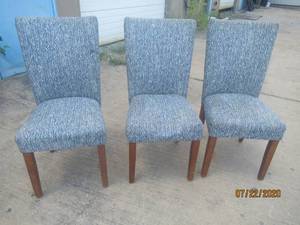 lot 236 image: TRIO&nbsp FABRIC &amp WOOD DINING CHAIRS&nbsp